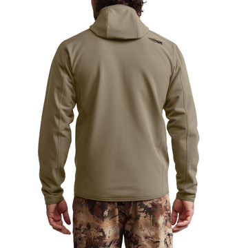 SITKA Alpha Fleece Hooded Jacket hood closeup showing low-profile warmth