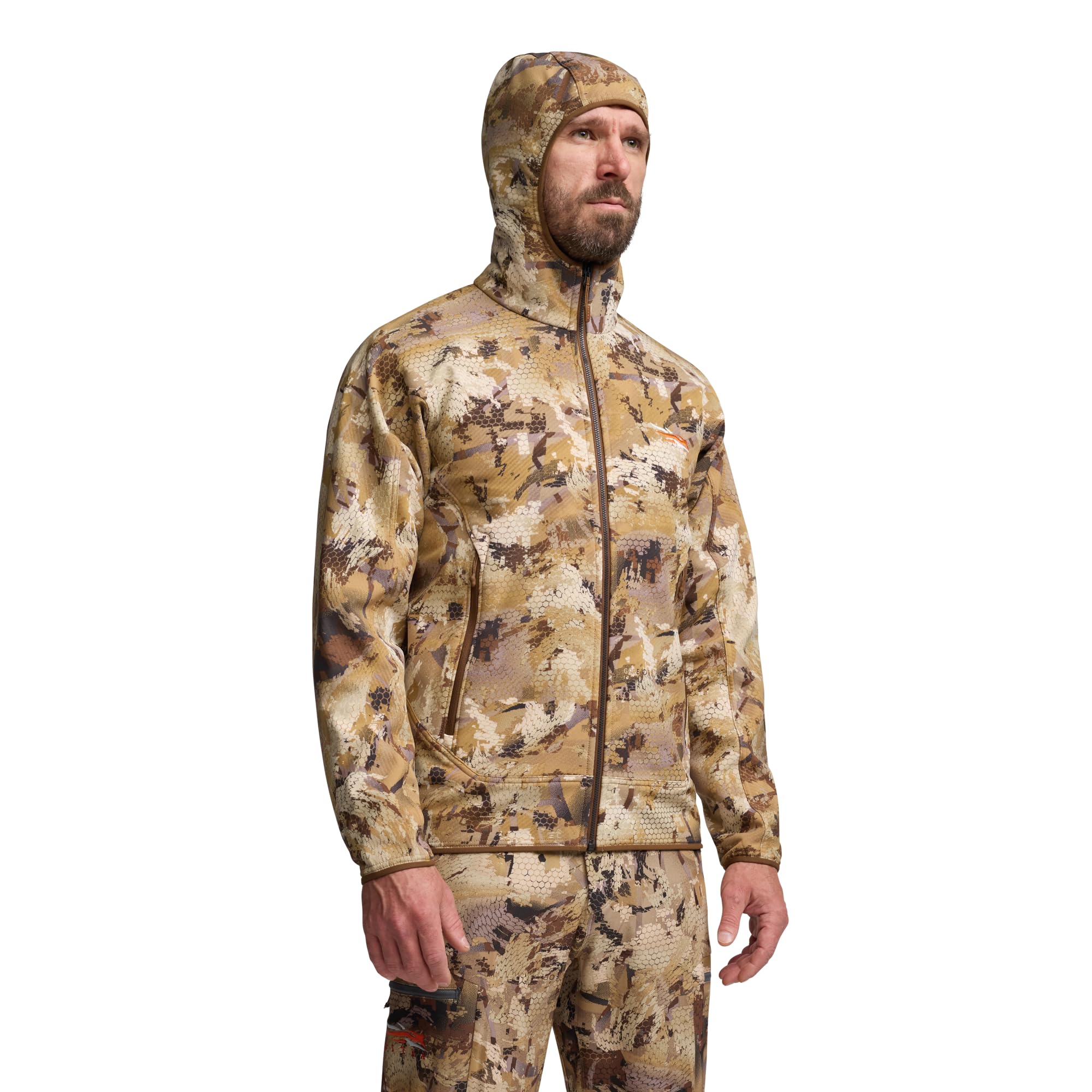SITKA Alpha Fleece Hooded Jacket offers a low-profile hood without obstructing vision.