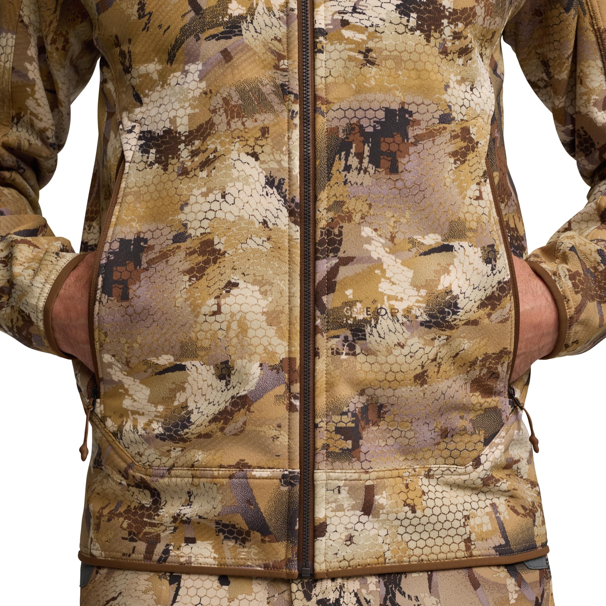 SITKA Alpha Fleece Hooded Jacket low-profile hood for warmth and clear vision