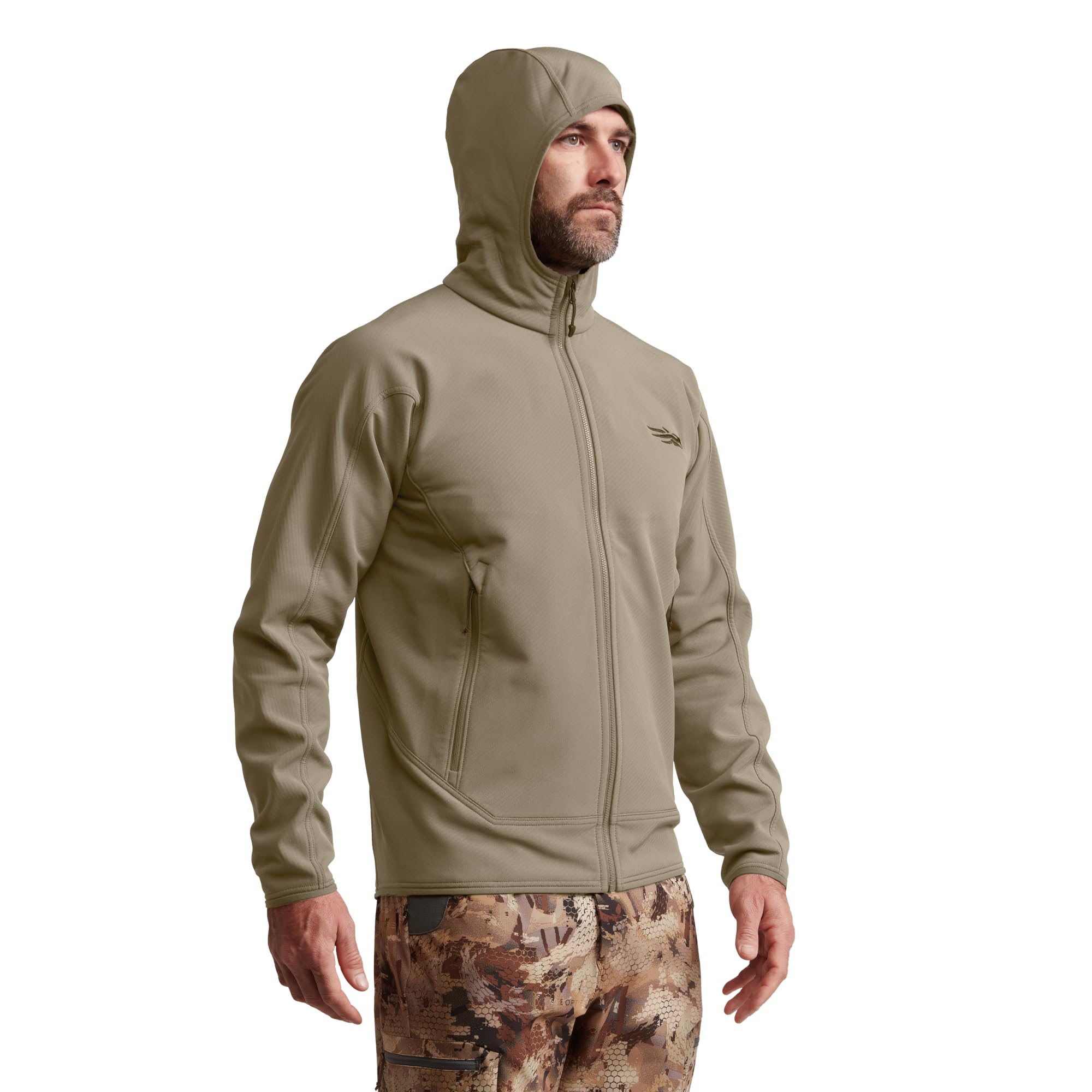SITKA Alpha Fleece Hooded Jacket pack-friendly design supports comfortable all-day wear.