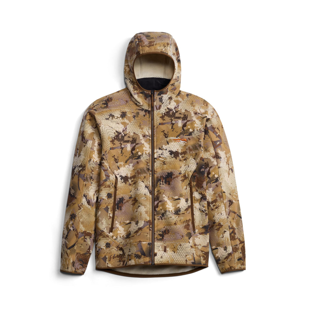 SITKA Alpha Fleece Hooded Jacket seamless shoulder reduces pack chafing during wear