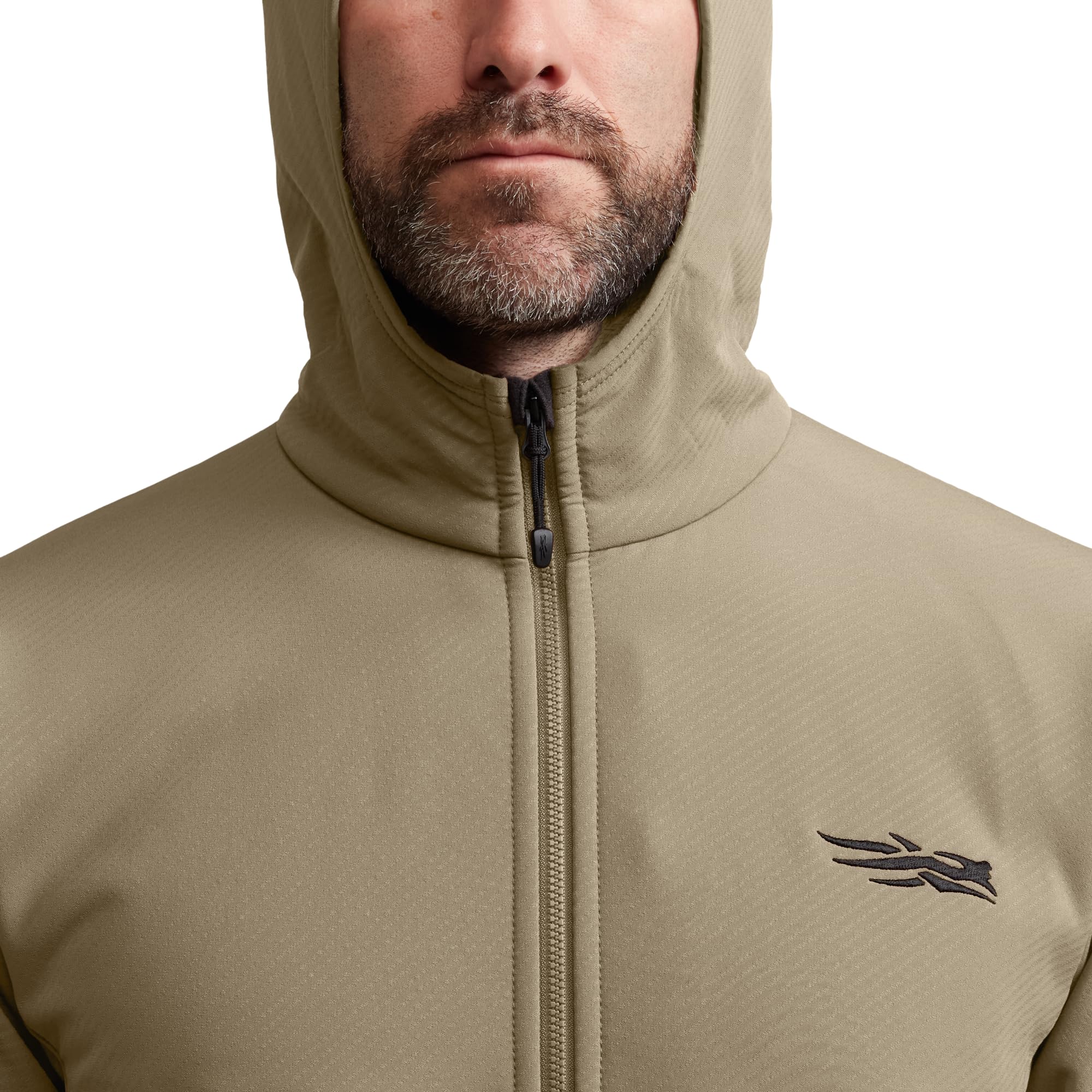 SITKA Alpha Fleece Hooded Jacket stormfleece-outer highlights rugged durability for challenging environments.