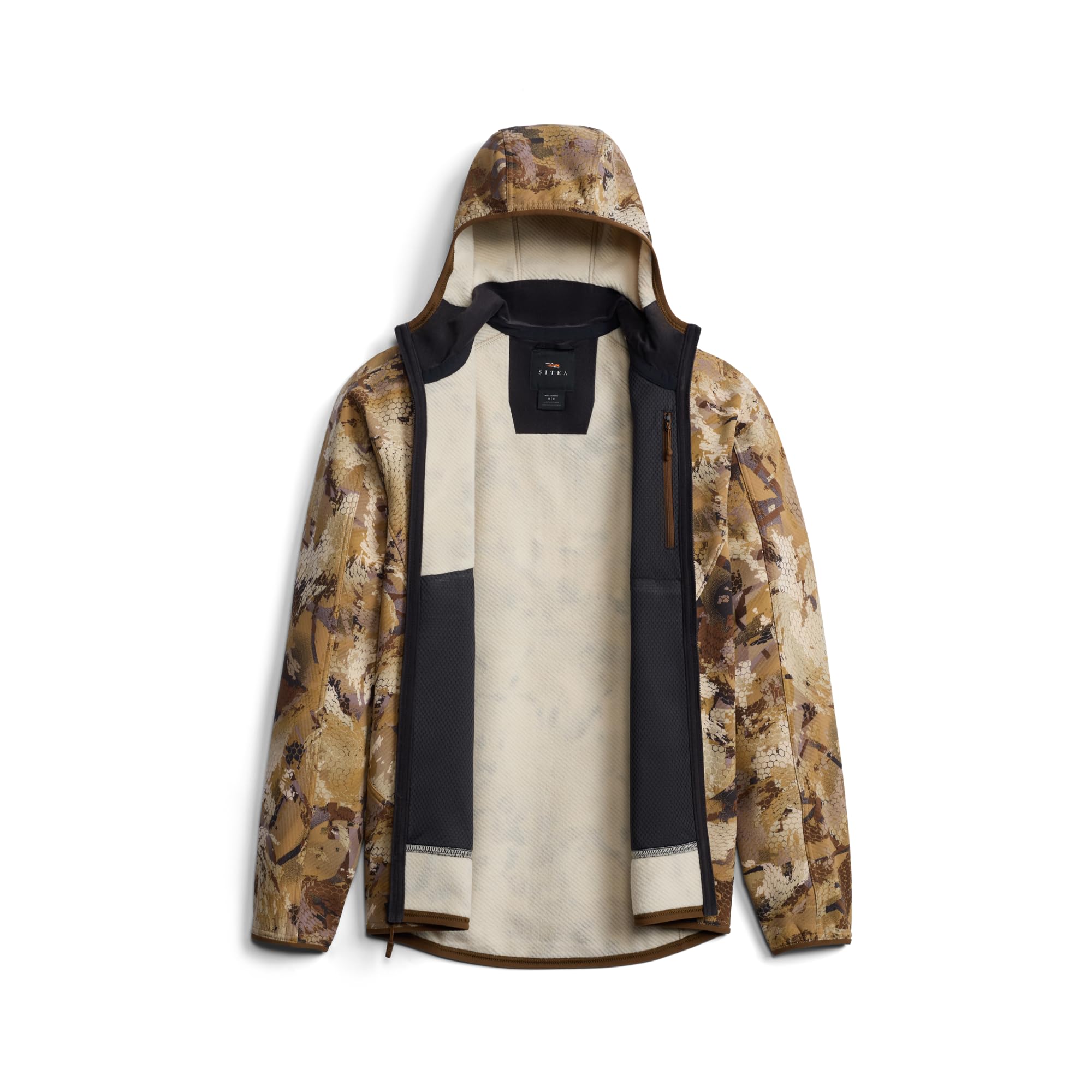 SITKA Alpha Fleece Hooded Jacket features secure zip pockets for essentials.
