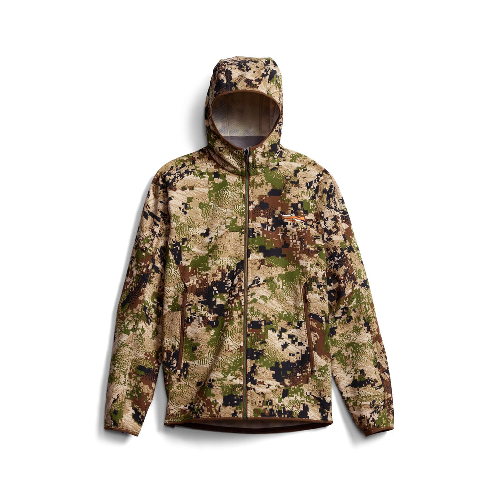 SITKA Alpha Fleece Hooded Jacket provides secure pockets for quick-access gear on hunts.