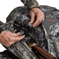SITKA cargo box dedicated climbing-stick pockets simplify treestand transport.