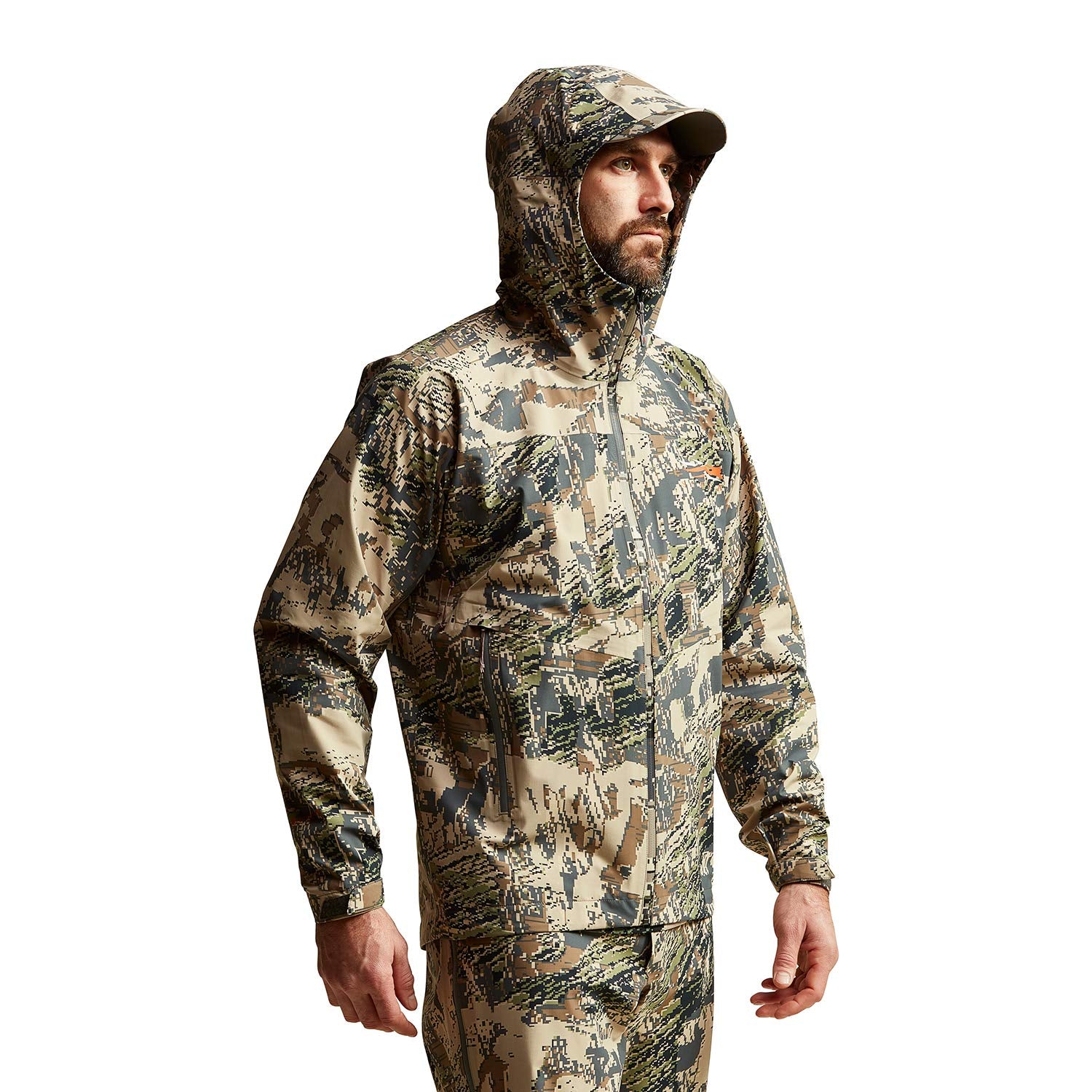 SITKA Dew Point jacket front view demonstrates lightweight waterproof protection for unpredictable conditions.