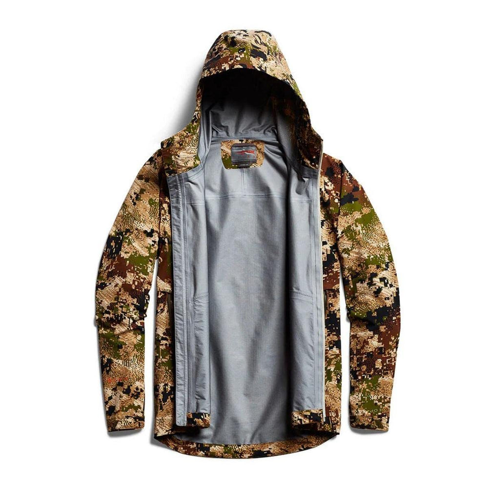 SITKA Dew Point jacket pit zips expel heat for uphill climbs.