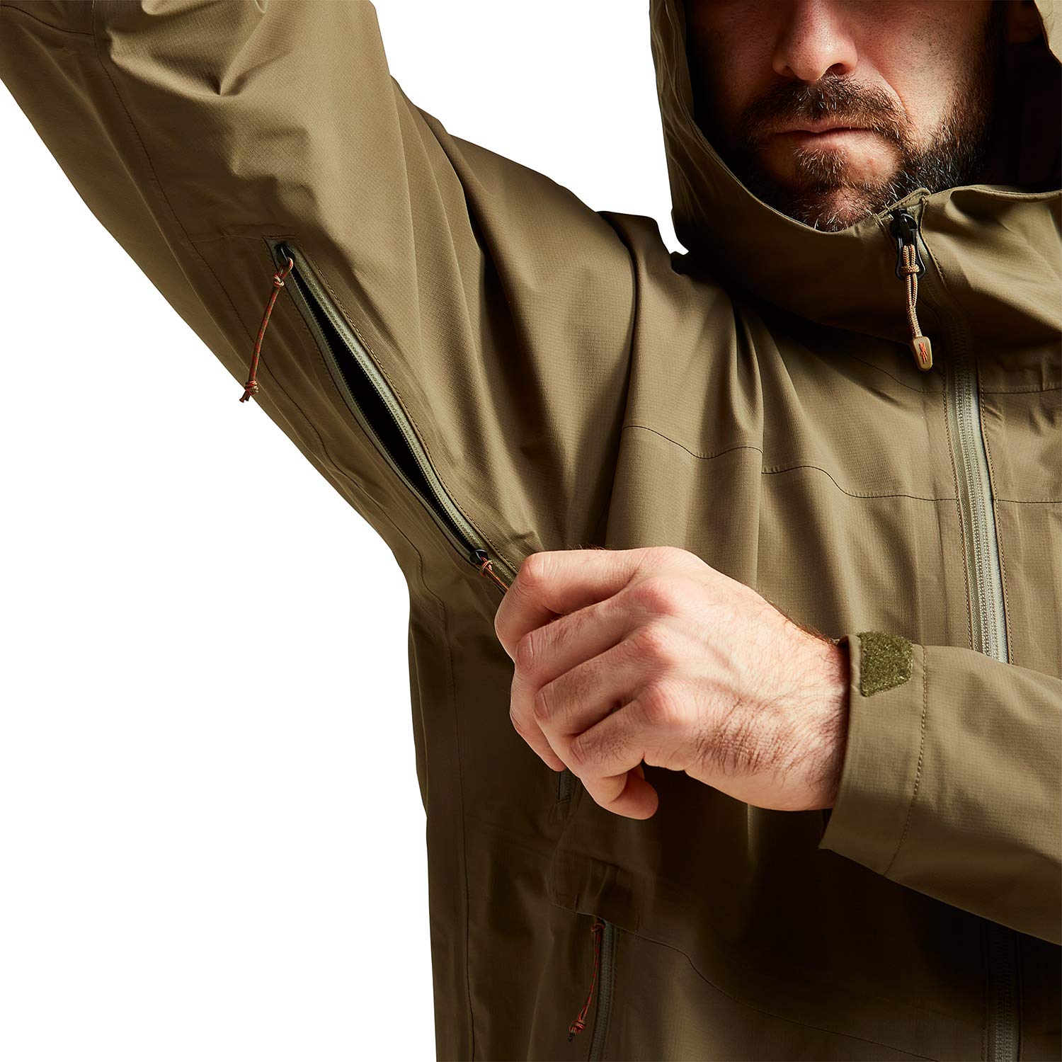 SITKA Dew Point jacket showing micro-taped seams for lightweight durability.