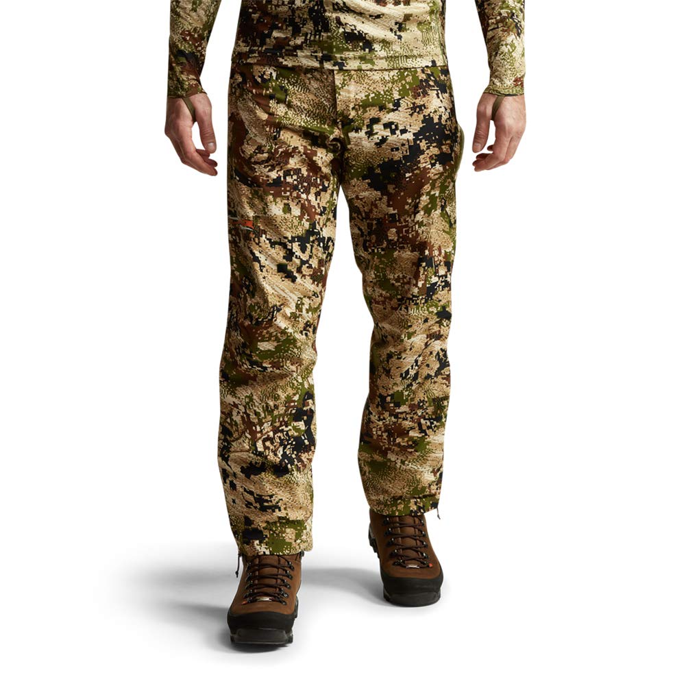 SITKA Dew Point pant in mountain ambience highlights rugged protection.