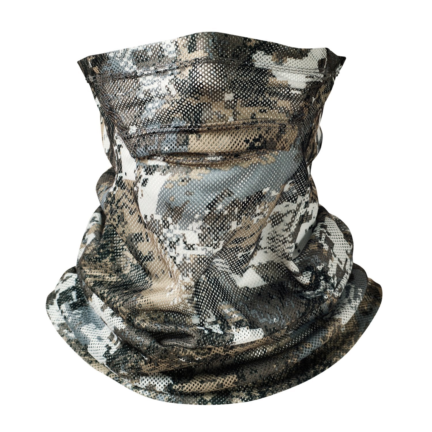 Sitka Gear Face Mask Elevated II closeup highlights breathable open mesh for durable camouflage.