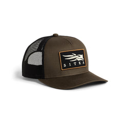 SITKA Gear Icon Patch Hi Pro Trucker Cap in Bark color front view