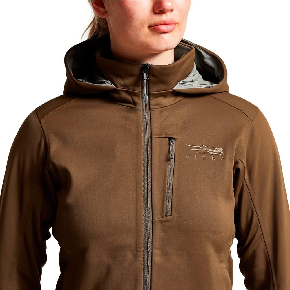 SITKA Jetstream Mud back detail showing streamlined fit for layering.