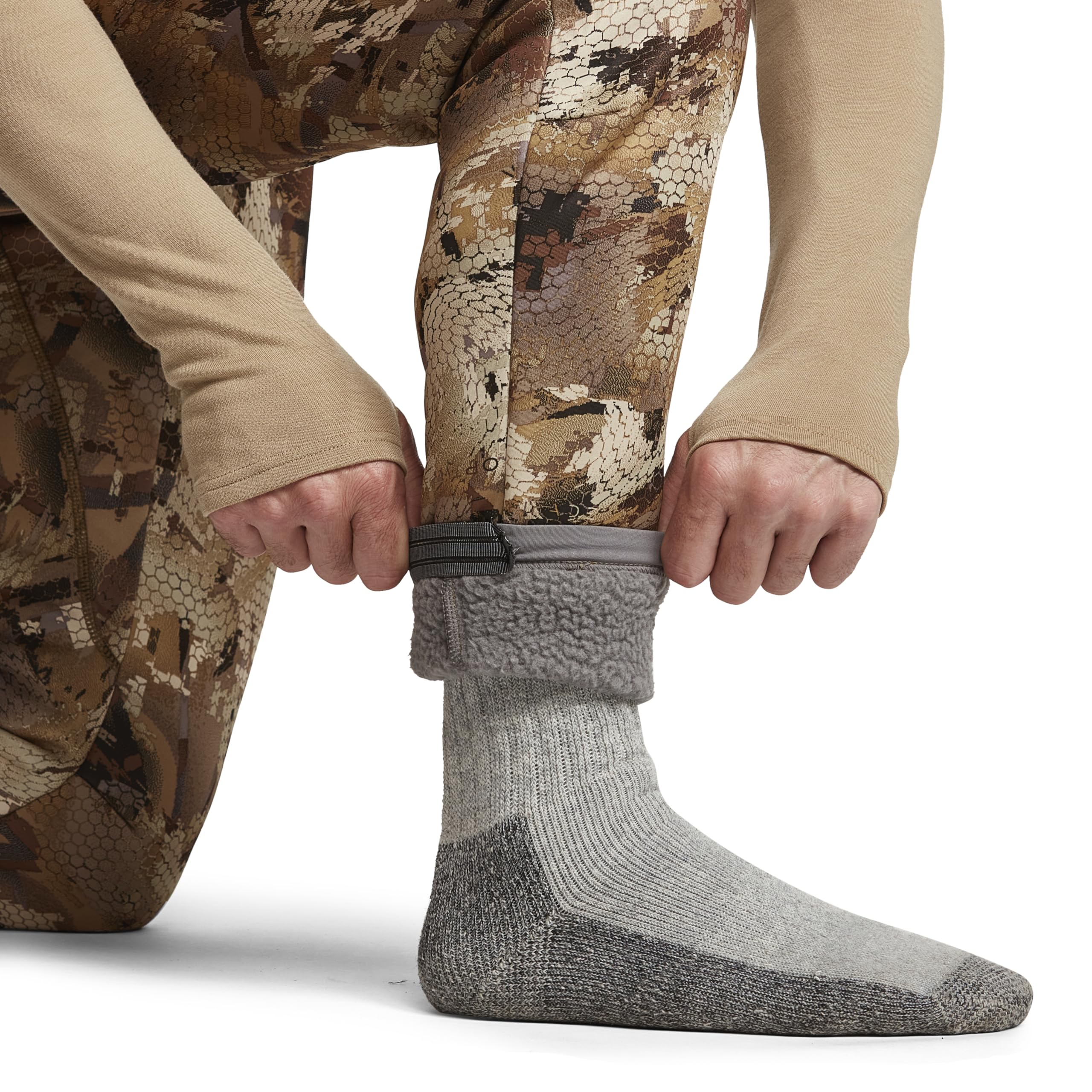 SITKA Gradient Pant Optifade Waterfowl during deep-water wading highlights moisture management.