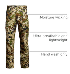 SITKA Traverse pants pocket zipper detail offers secure storage.