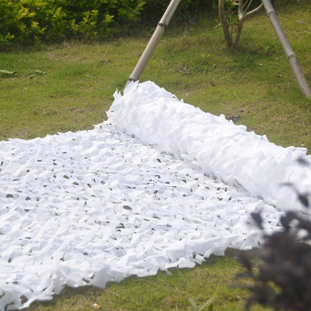 Sitong camo netting cut-and-join setup shows customizable sizing with cable ties.