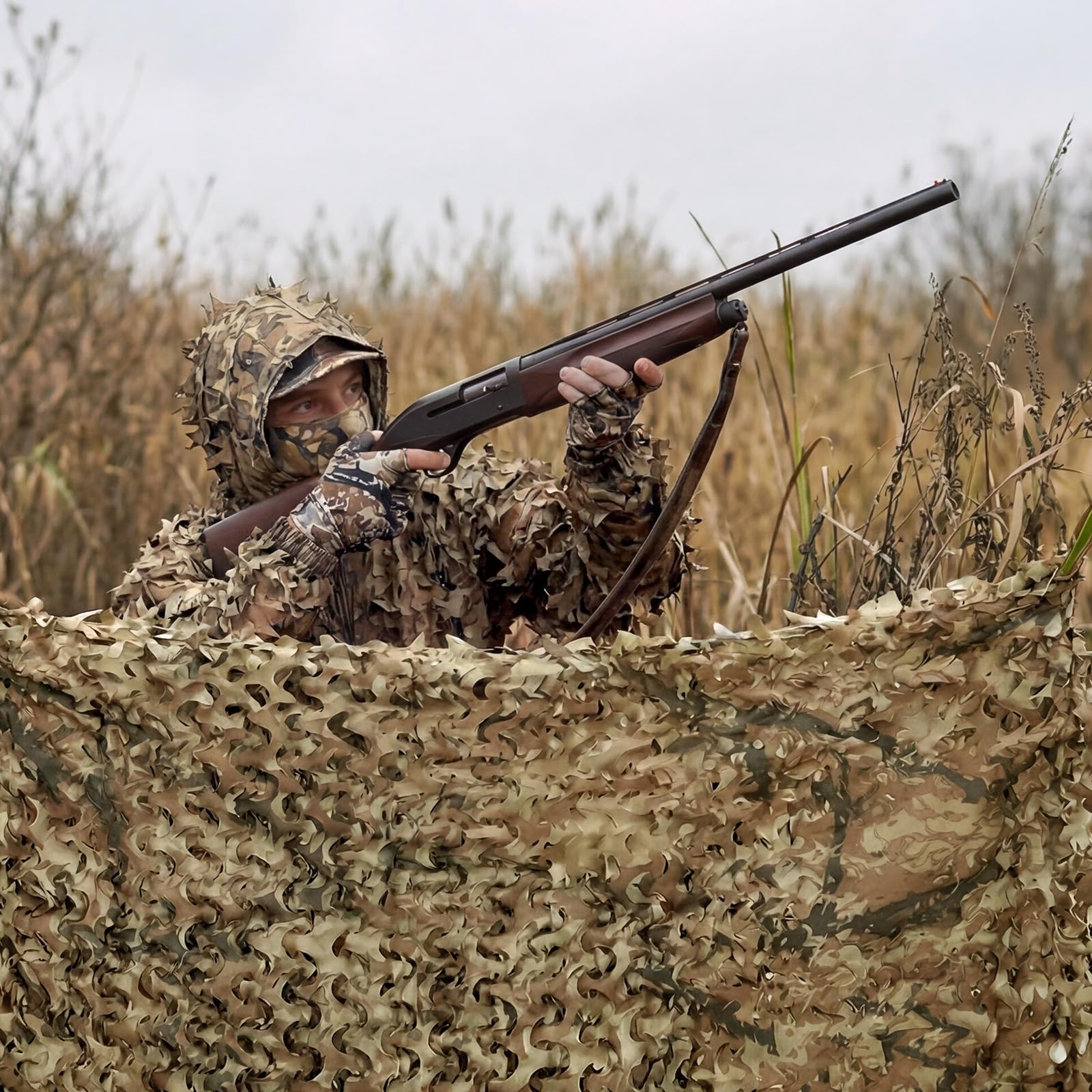 Sitong camo netting green camouflage spread over terrain supports landscape decor.