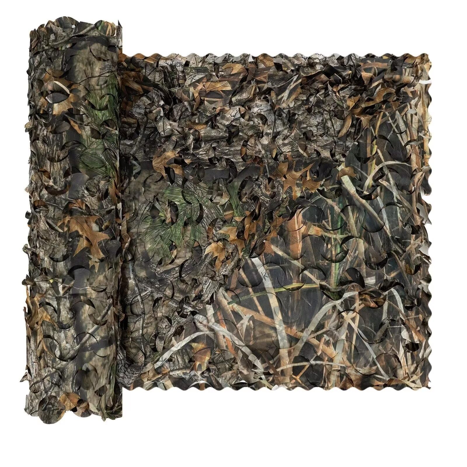 Sitong bulk roll camo netting with tree foliage closeup for stealth concealment.