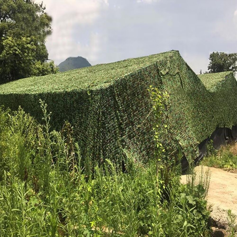 Sitong camo netting sunshade setup demonstrates easy mounting and shade creation.