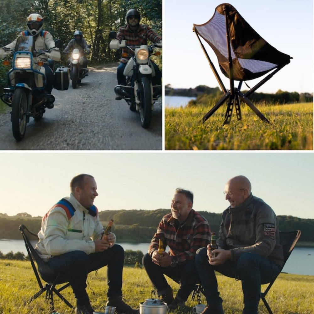 Sitpack Campster2 in black highlights durable, compact seating for outdoors.