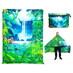 Sitpack Tropic Breeze blanket folded compact for travel and storage.
