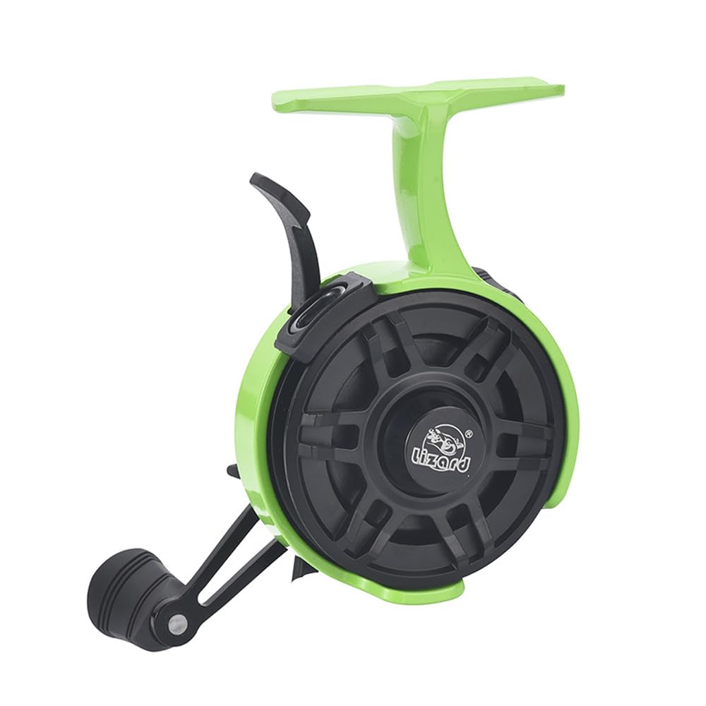 SIUKE ice fishing reel front view shows compact, durable design for icy conditions.