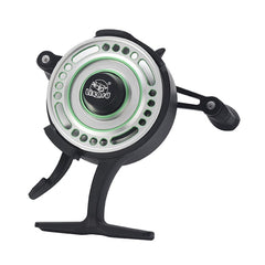 SIUKE ice fishing reel left-hand model ready for precise casting.