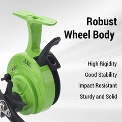 SIUKE ice fishing reel plastic shell demonstrates weather-resistant, lightweight construction.