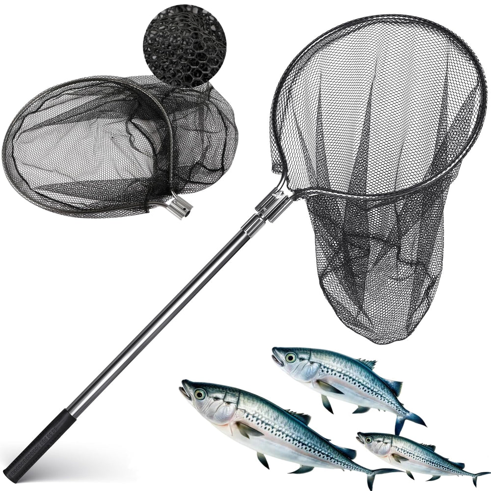 SIWRDTG Heavy Duty Aluminum Landing Net with Telescoping Handle extended