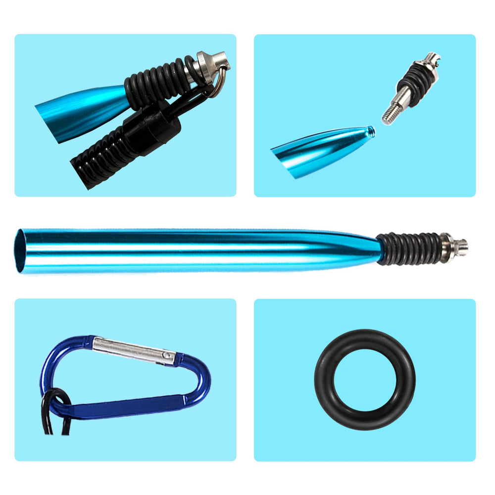 Blue and black compact wacky rig tool ready for fishing