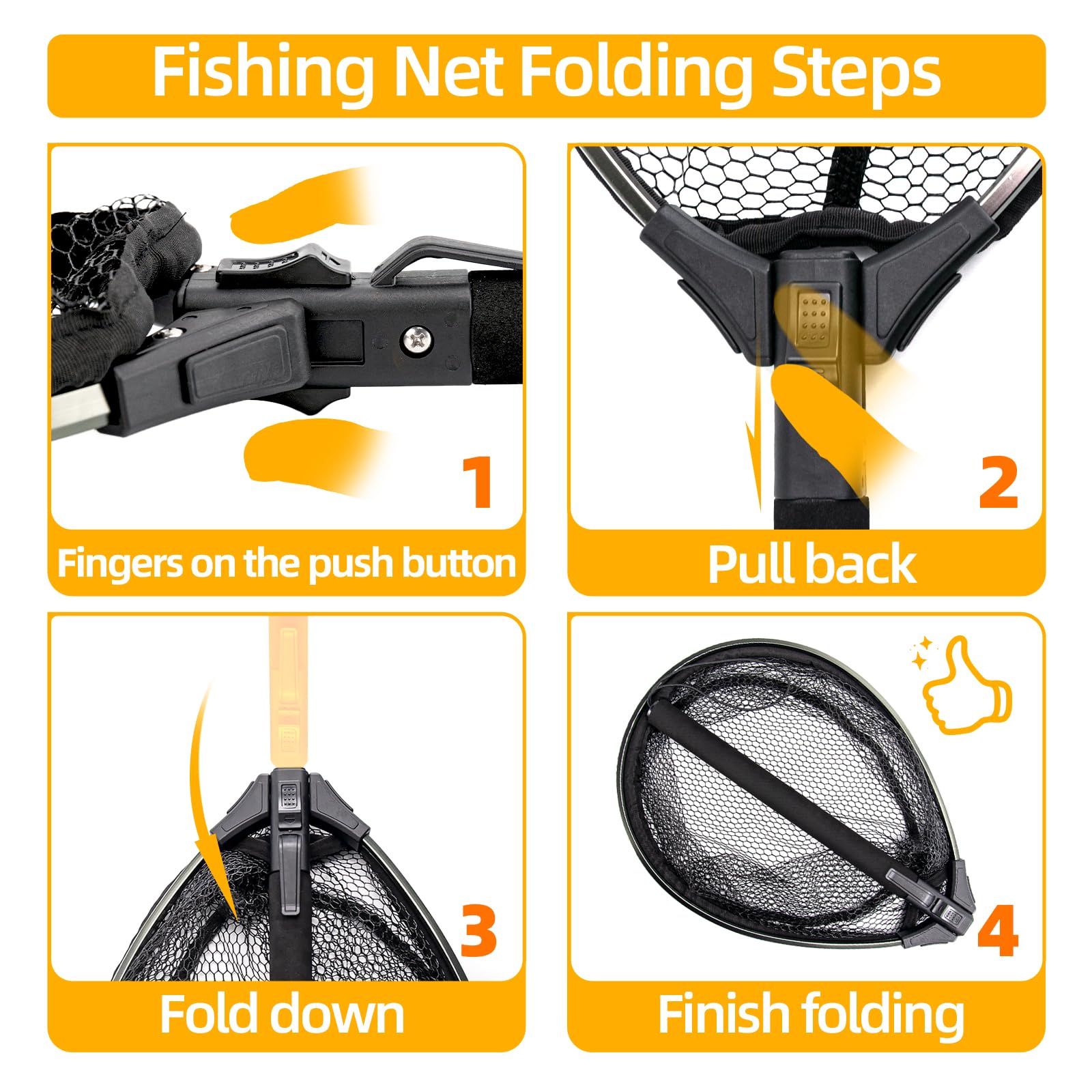 Sixteen-inch rubber-coated fishing net for freshwater and saltwater
