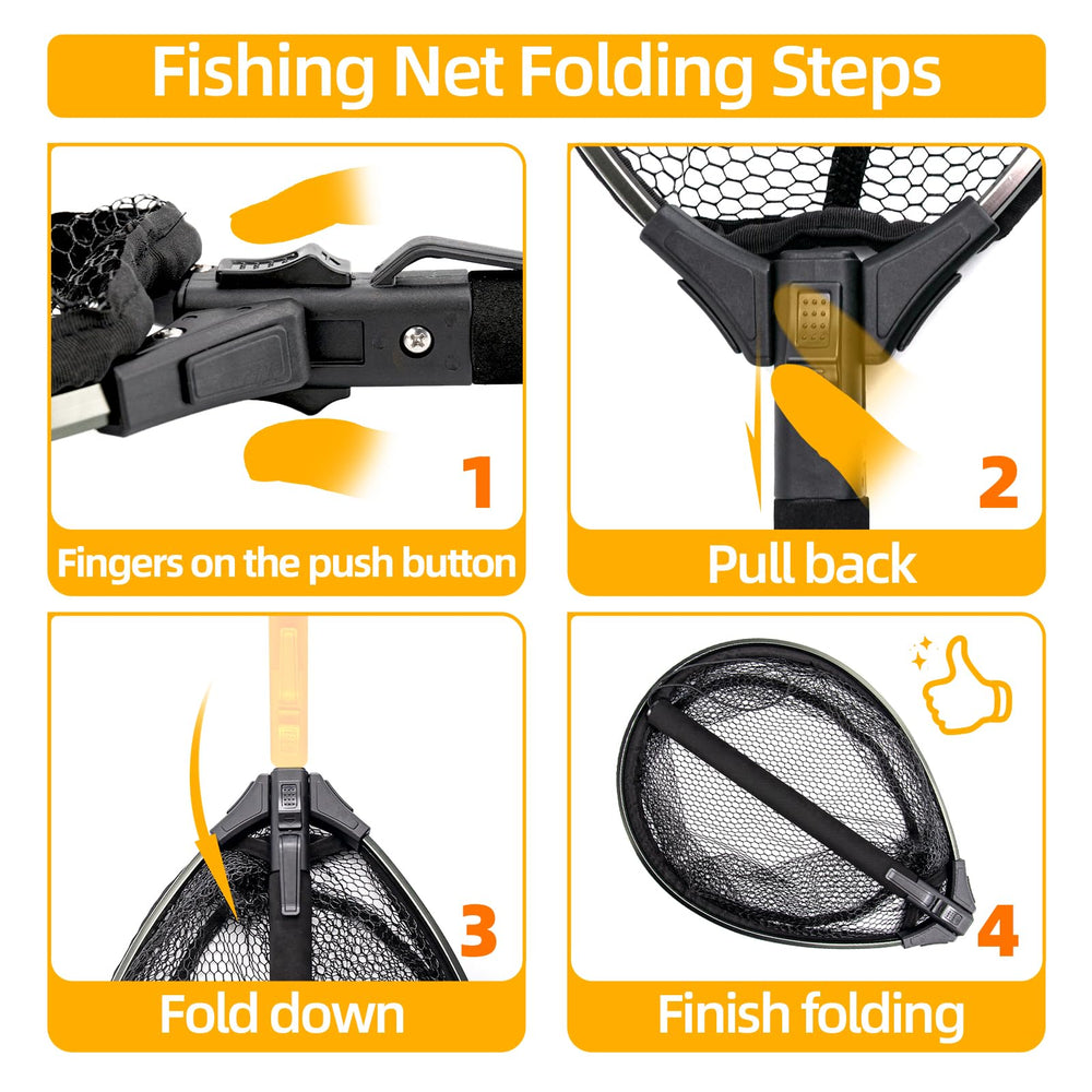 Sixteen-inch rubber-coated fishing net for freshwater and saltwater