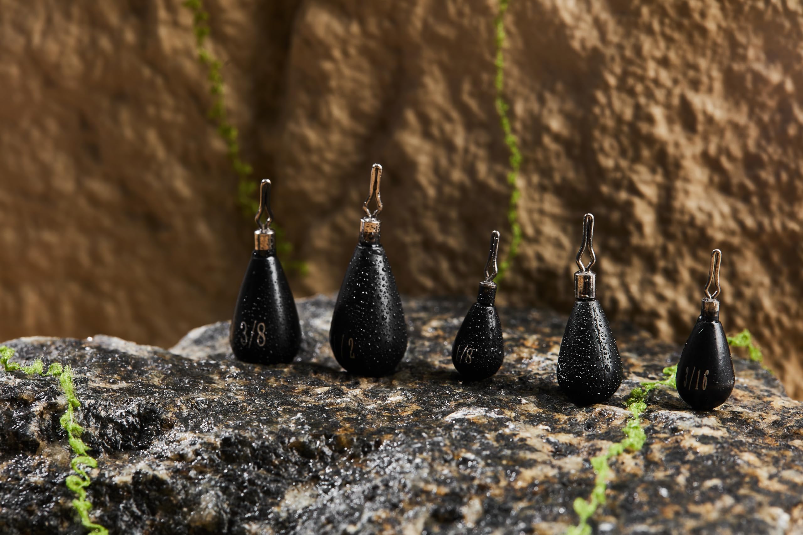 Size-labeled tungsten drop shot weights for easy identification