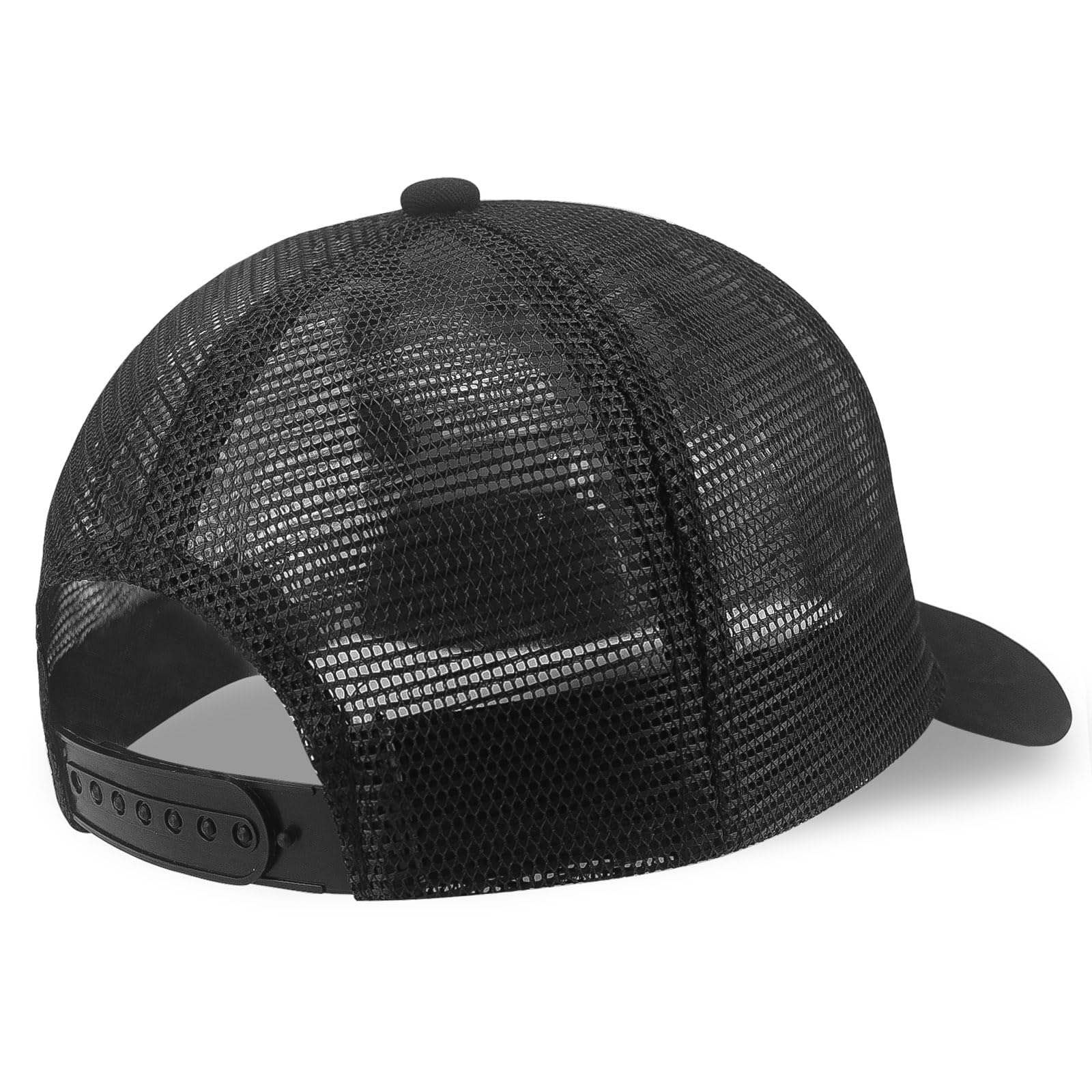 Close-up of GIRL DAD embroidery on adjustable trucker cap