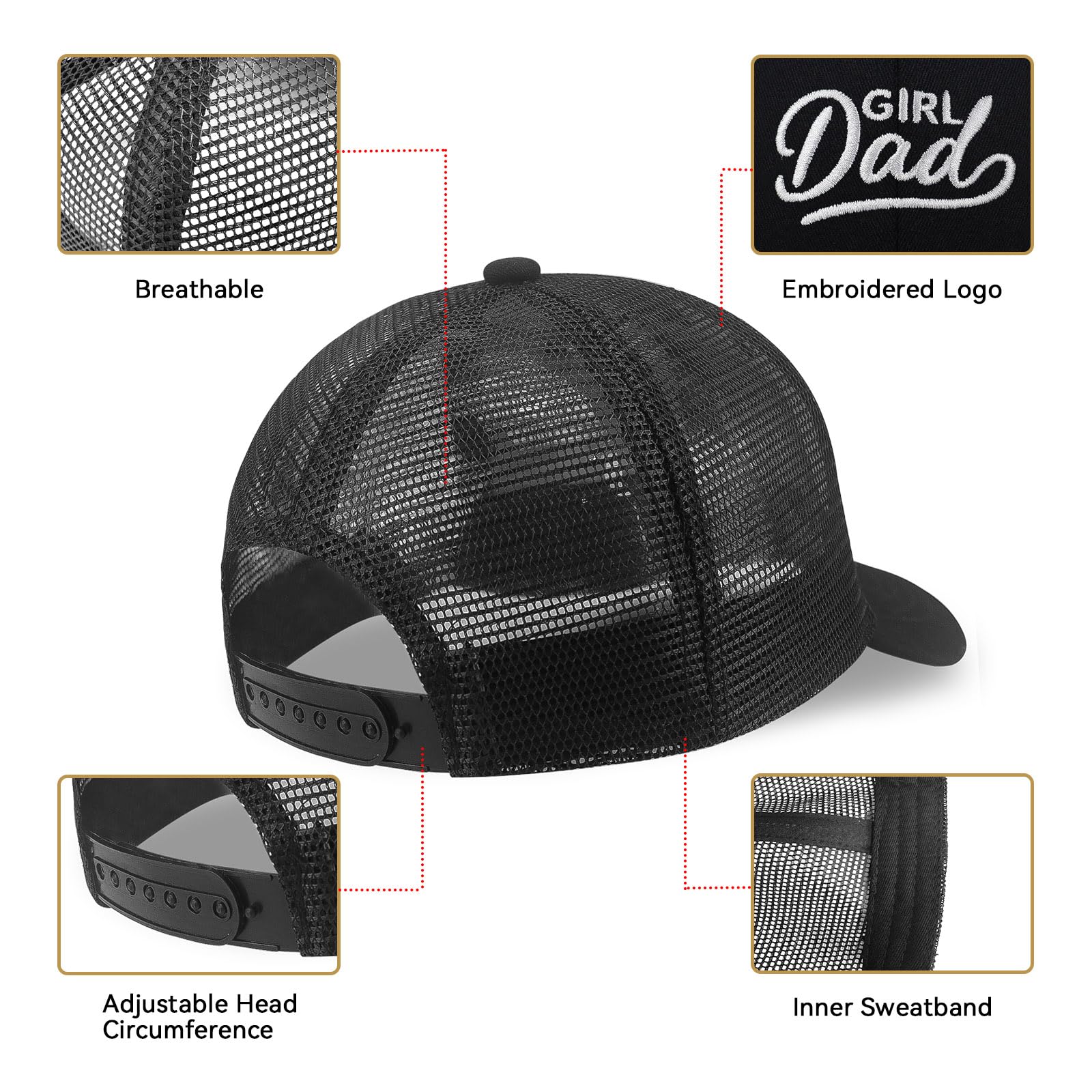 Back of hat showing adjustable buckle strap