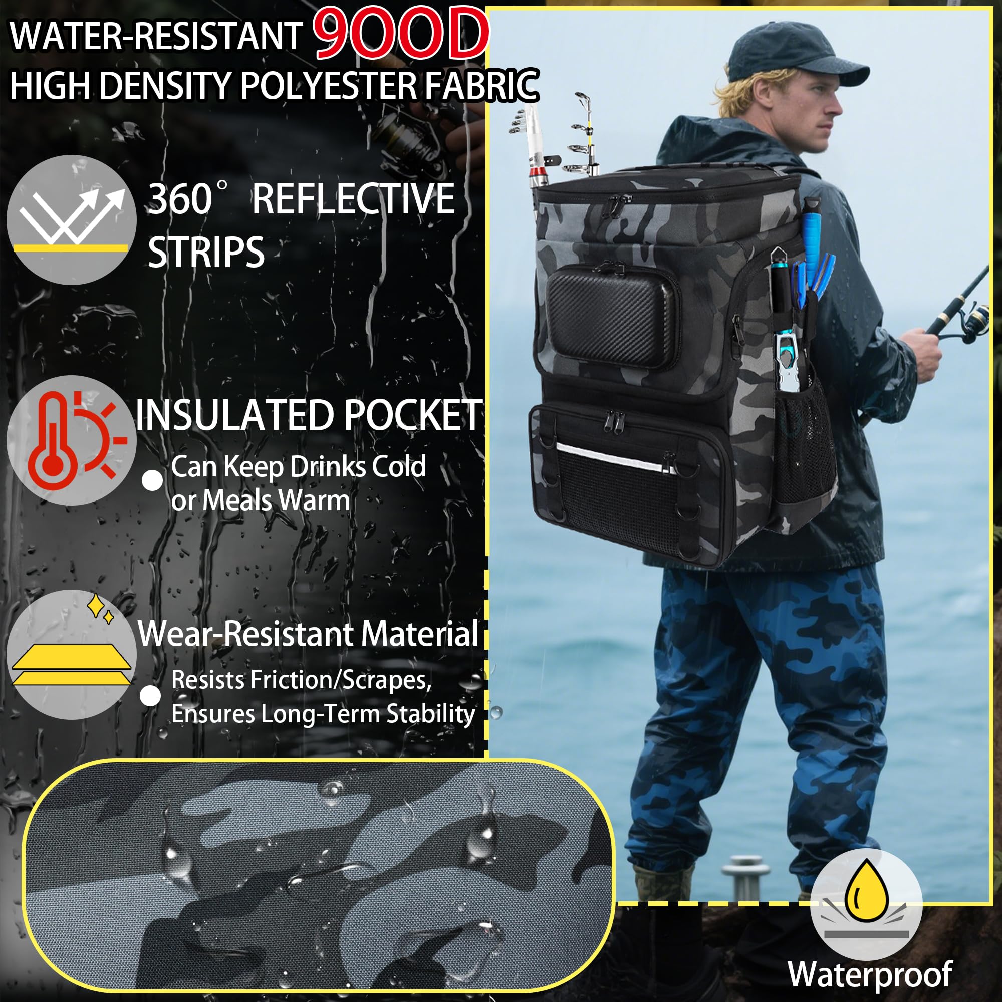 SKAITU backpack cooler pocket keeps drinks close with insulated eight-can capacity.