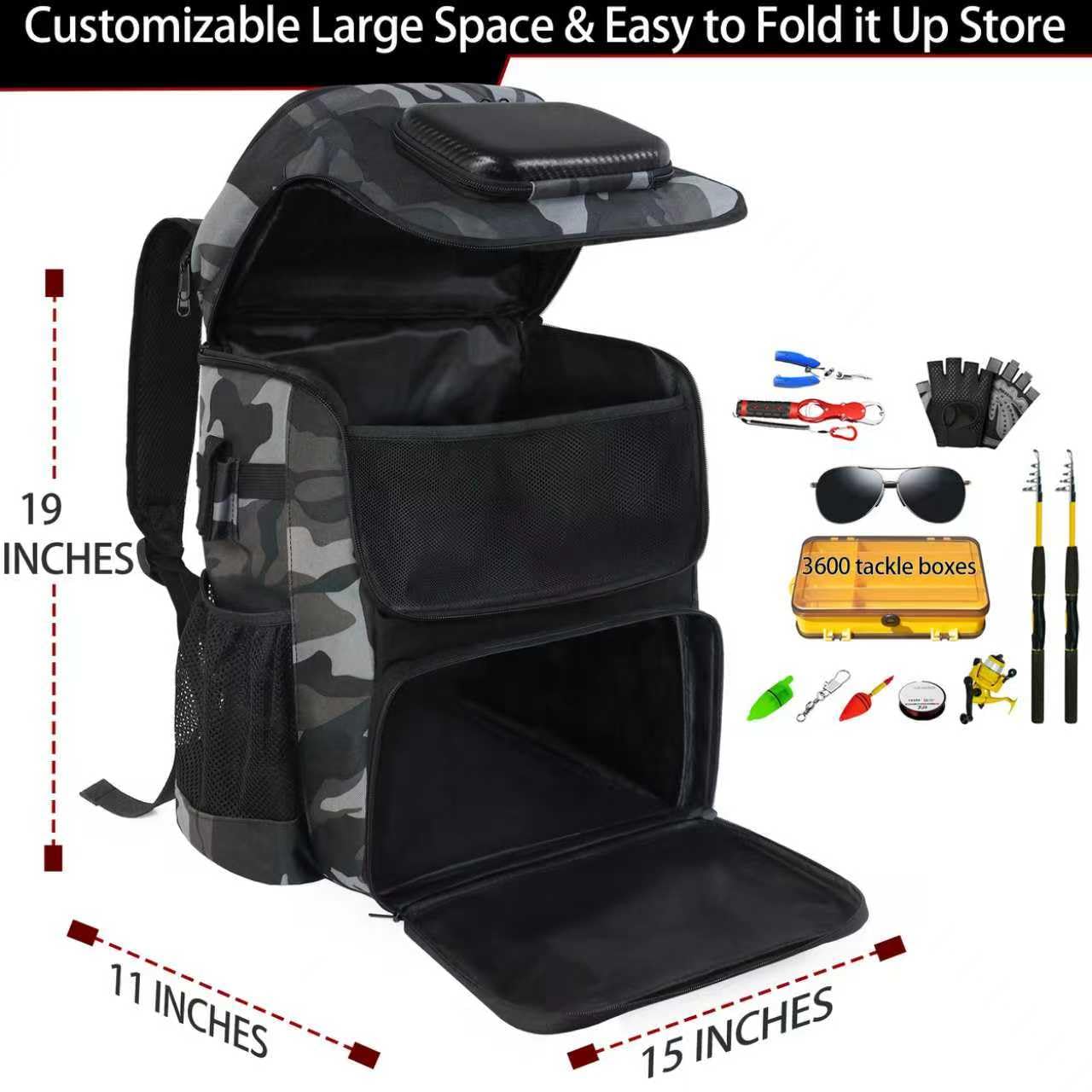 SKAITU rod holders and anti-slip straps secure two full-sized rods securely.