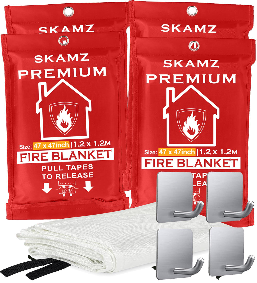 SKAMZ Fire Blanket 4-Pack for kitchen use provides quick emergency protection.