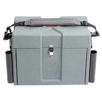 SKB Large Tackle Box gray exterior emphasizes portable organization on trips.