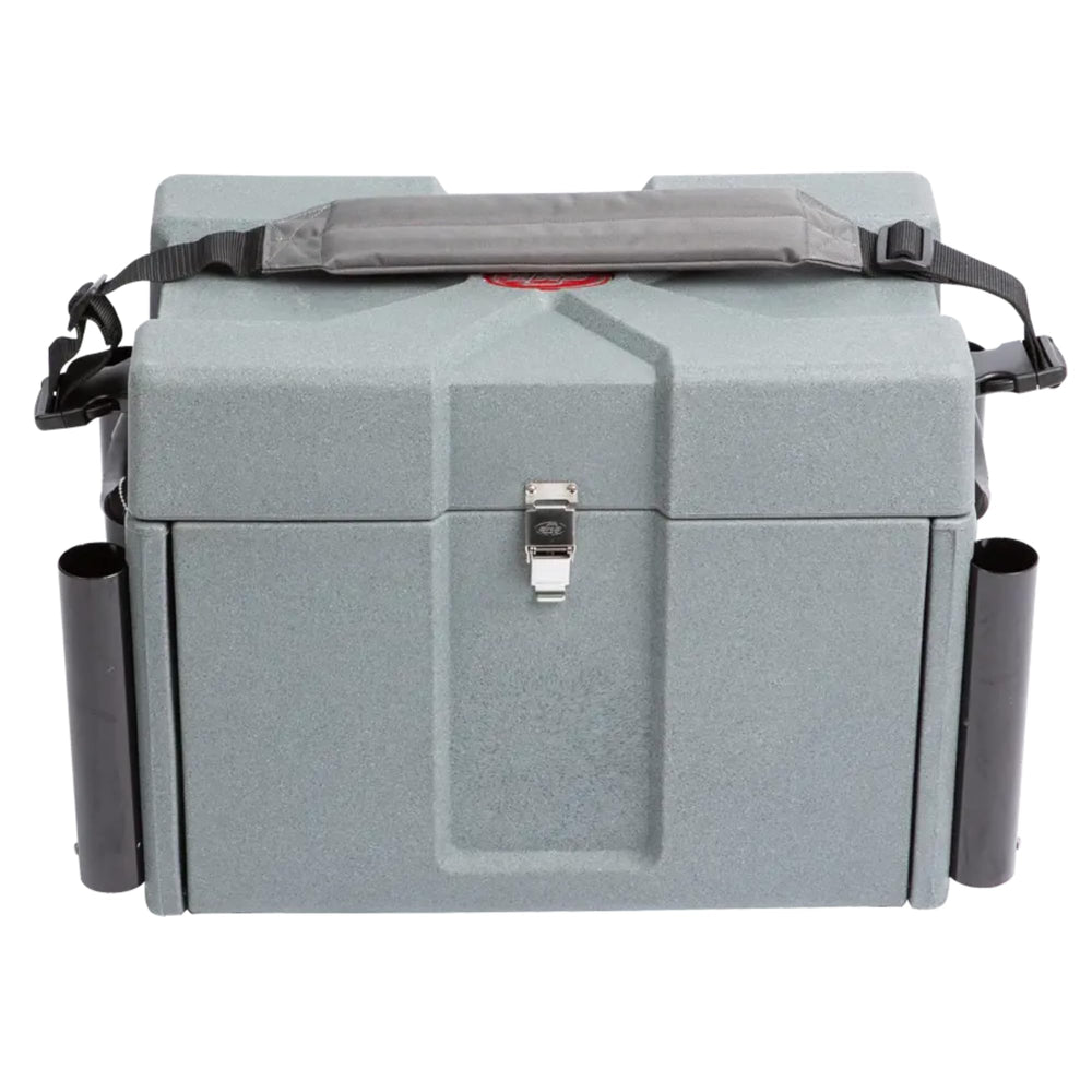SKB Large Tackle Box gray exterior emphasizes portable organization on trips.