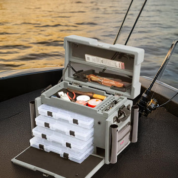 Jig storage area holds 40 plus jigs with padded cover for safe transport.