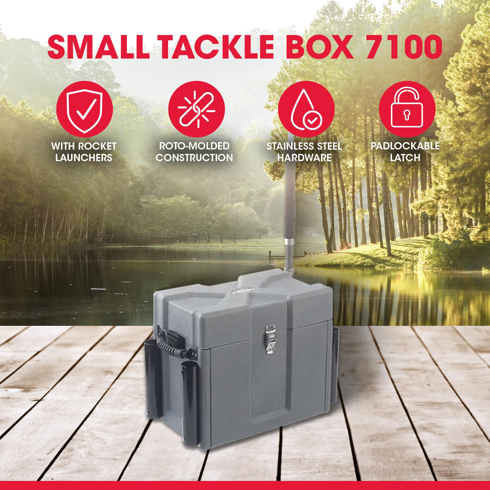 SKB Small Kayak Box interior drawers organize tackle and tools for easy retrieval.