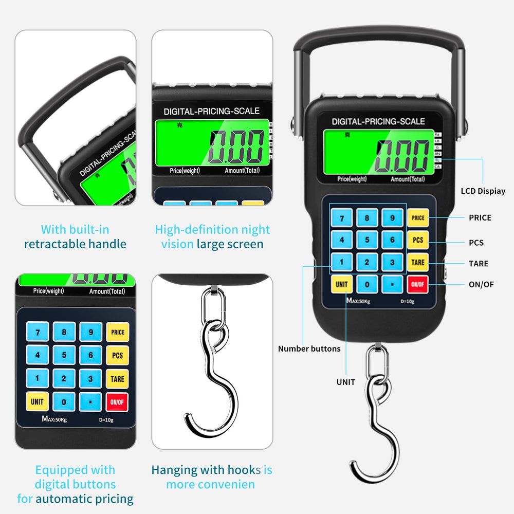 Ergonomic stainless steel fishing scale for luggage and fishing