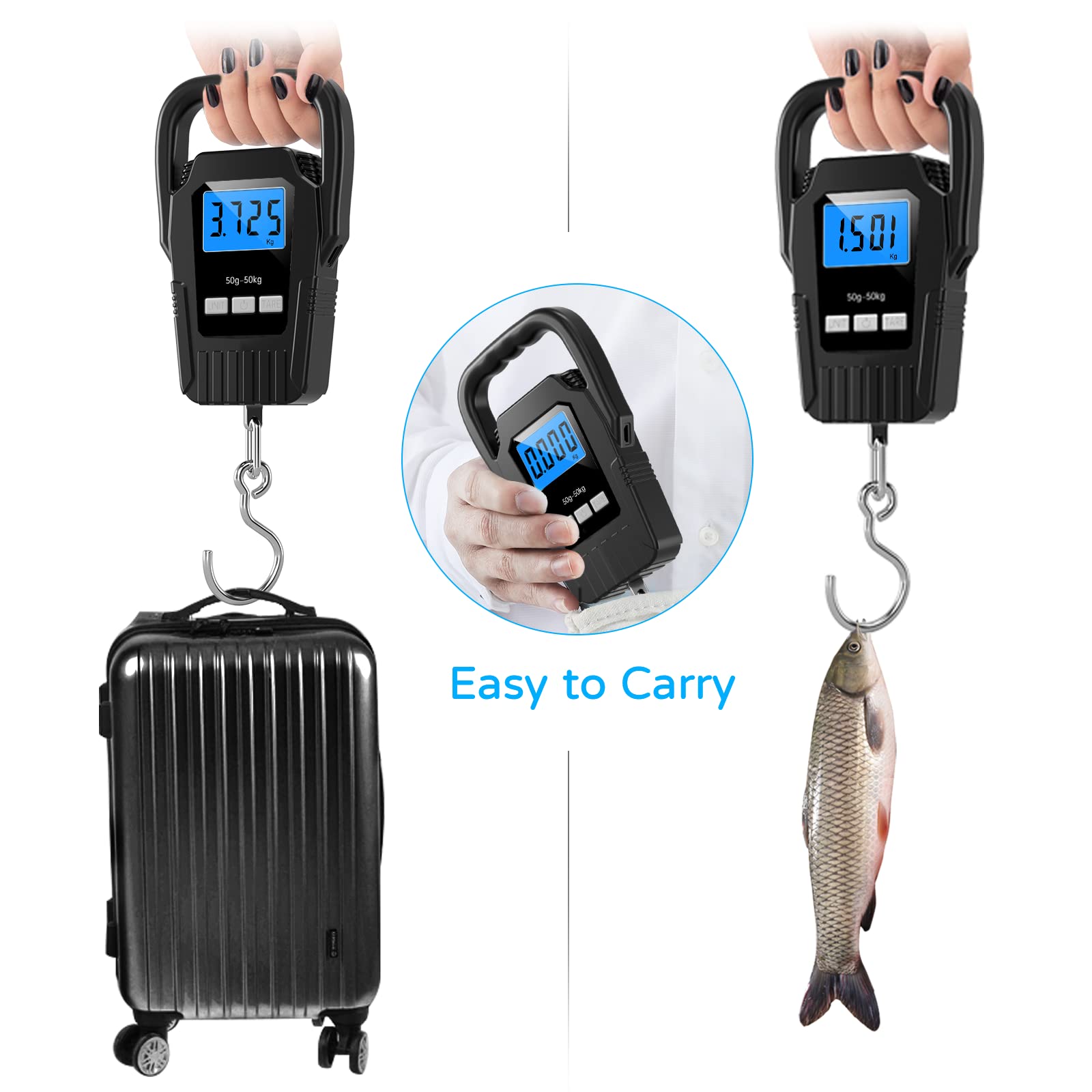 Close-up of durable ABS handle on SKEAP fishing scale