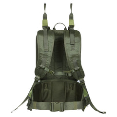 Skiguard tree stand carrier hip belt close-up demonstrates ergonomic weight distribution for long treks.