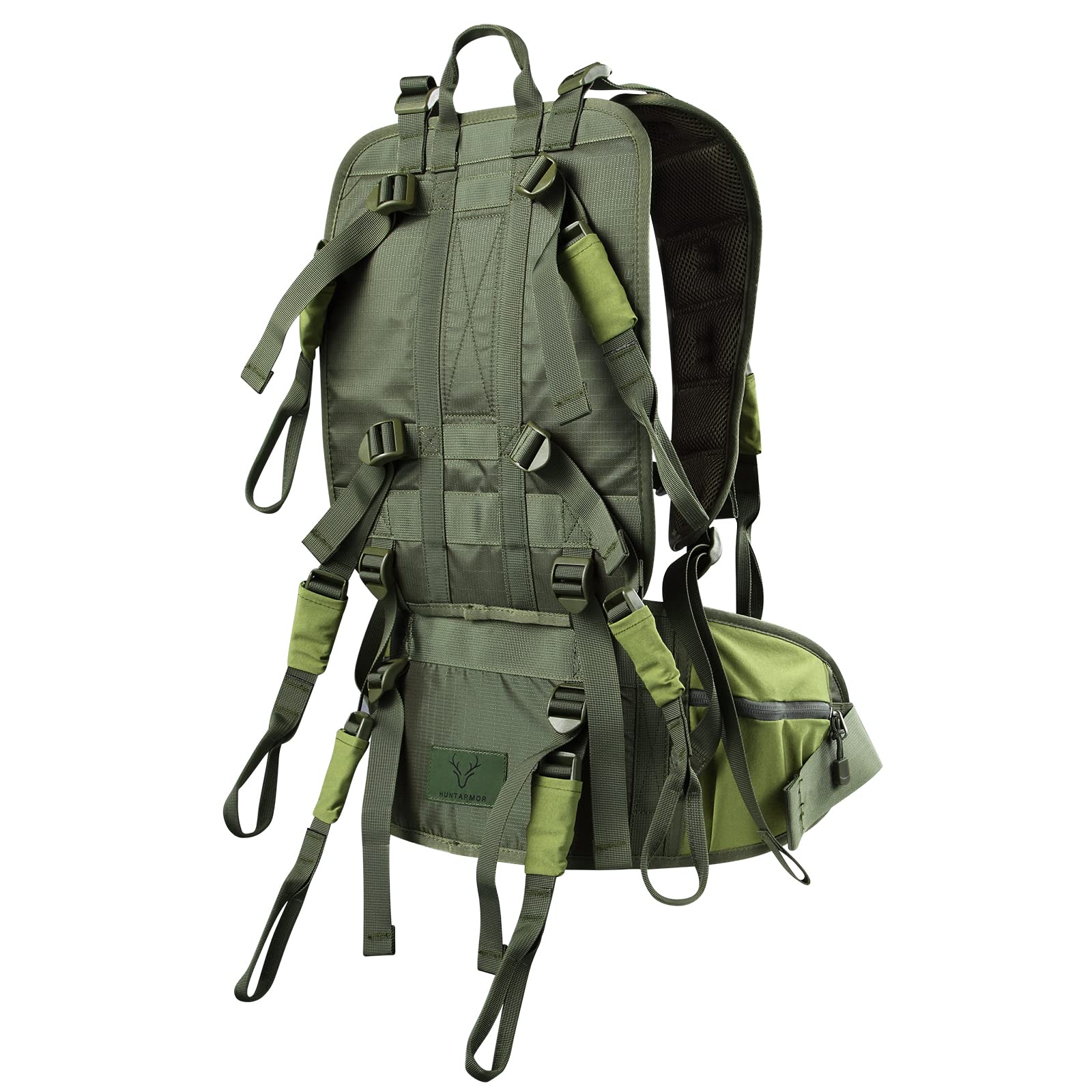 Skiguard treestand transport system shoulder straps close-up highlights quick detach comfort.