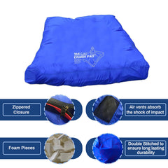 Blue water-resistant outer shell by Skil-Care protects the crash pad during daily activities.