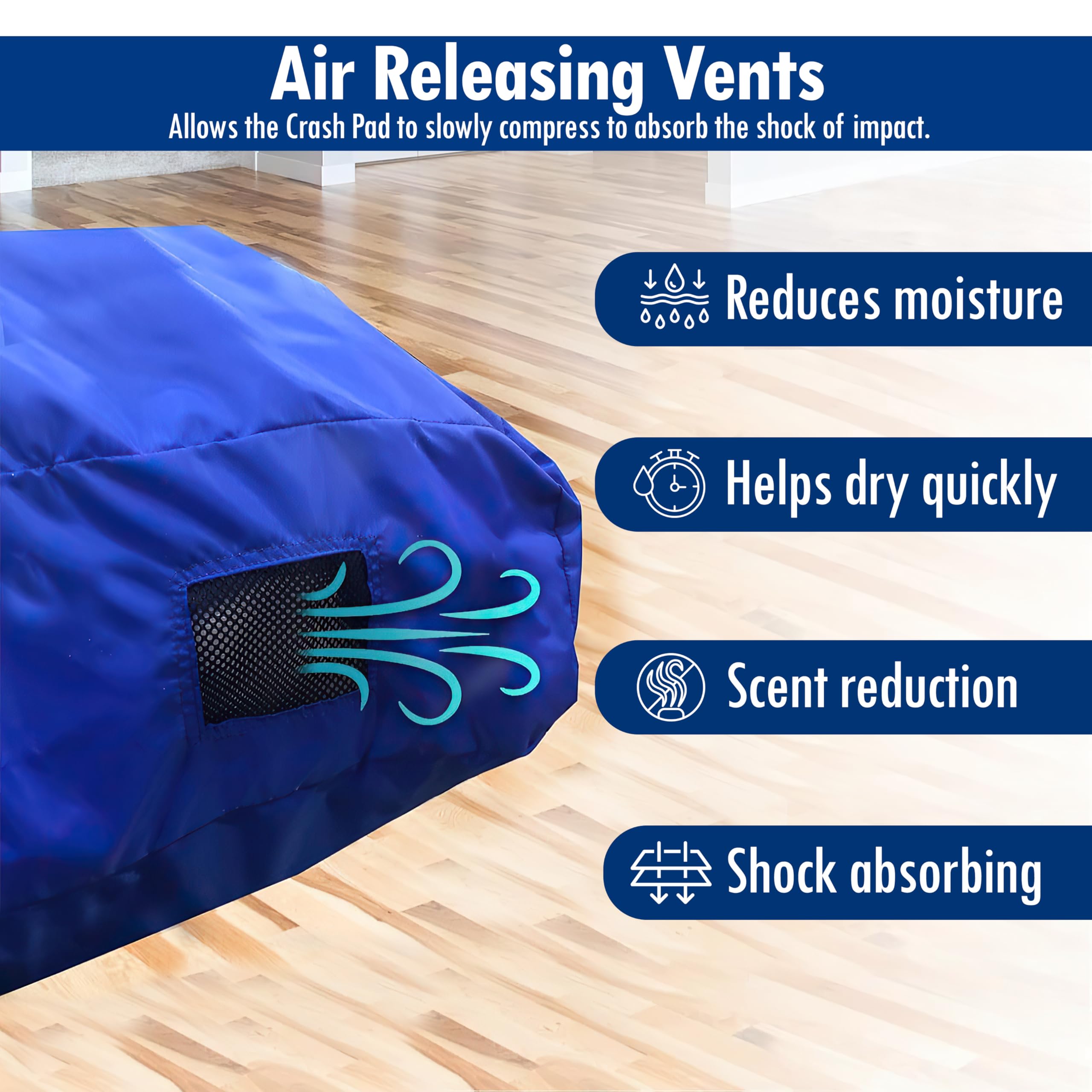 Durable blue cover suits sensory rooms, clinics, play spaces and home use.
