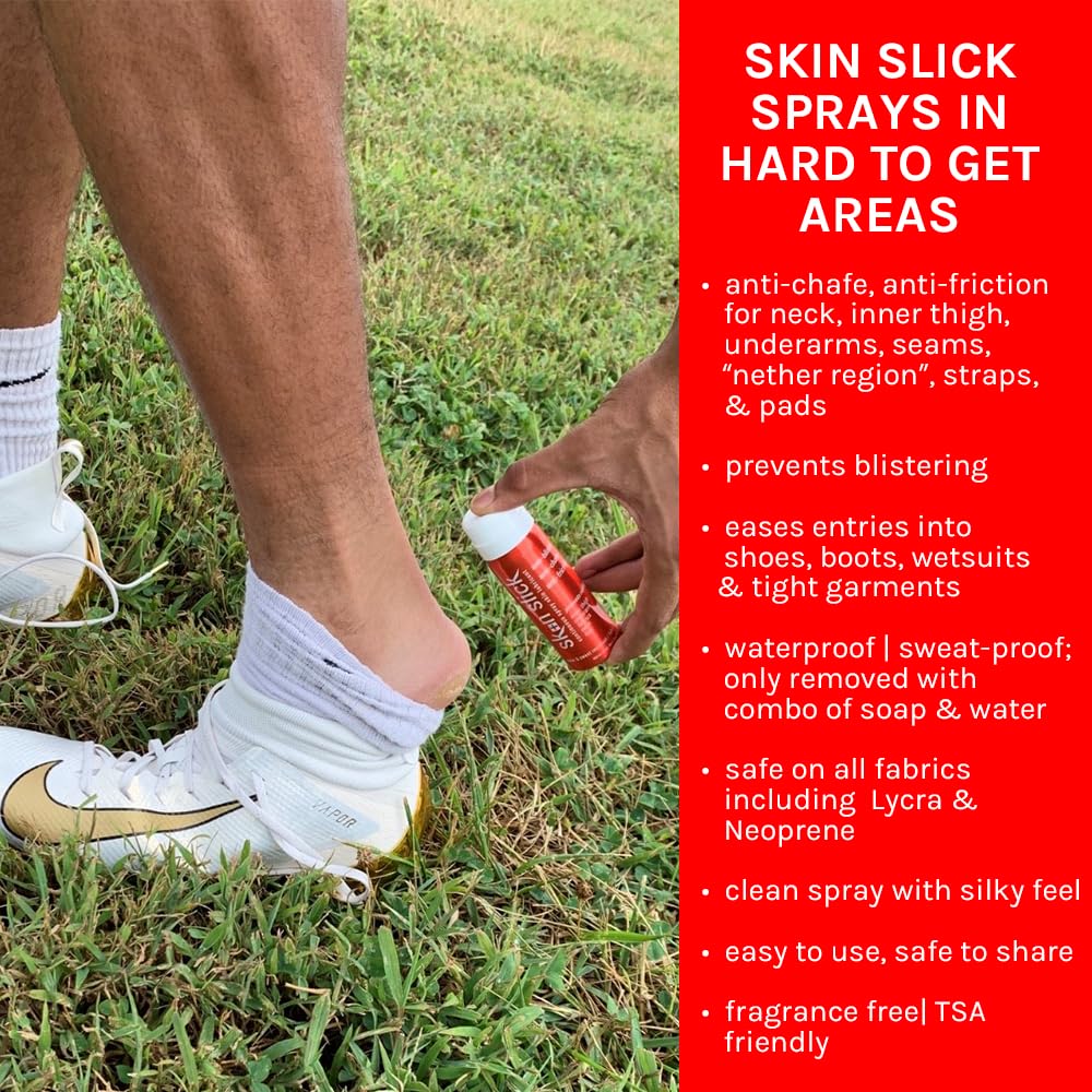 Swimmer ready to wear a wetsuit with SKIN SLICK for smoother entry.