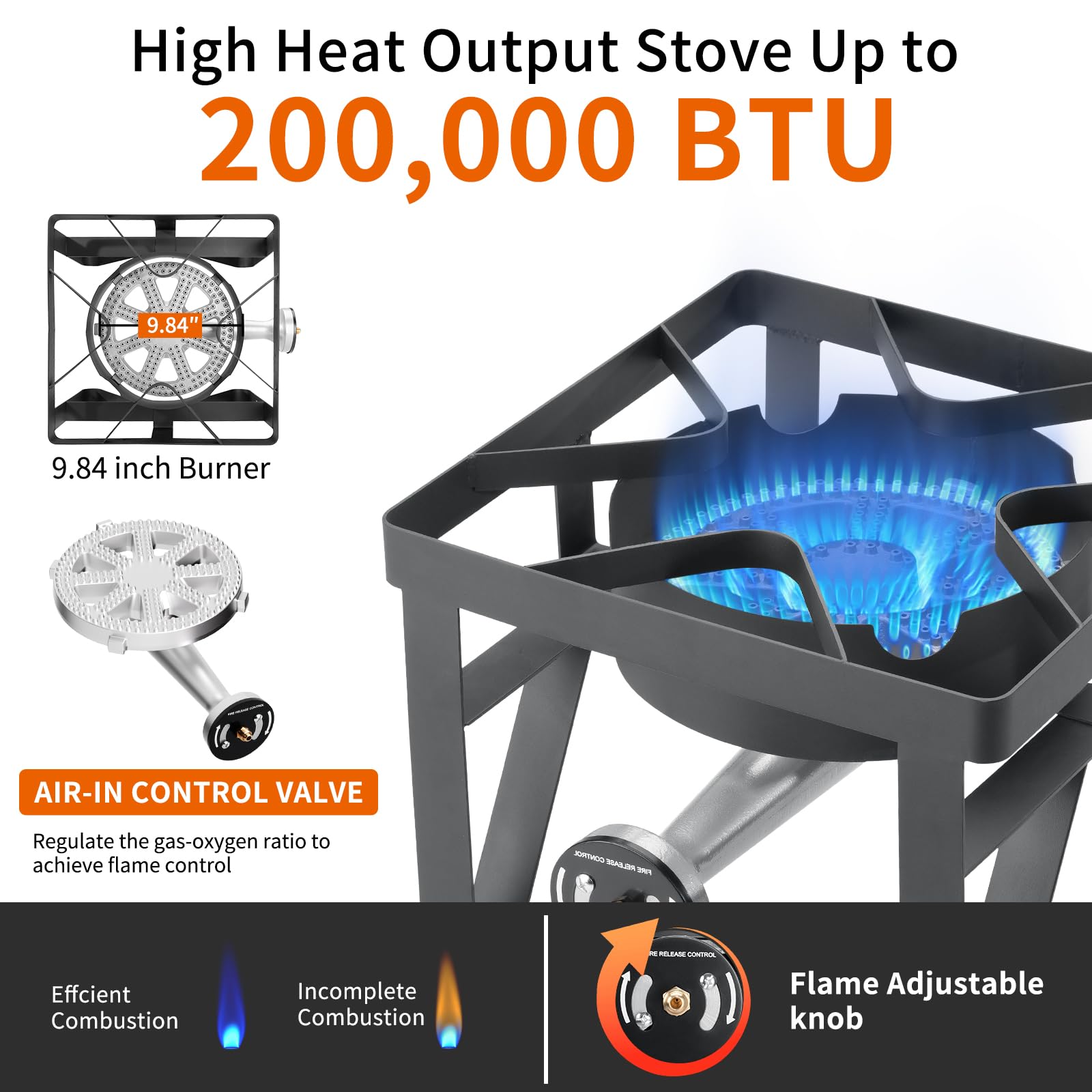 Durable powder-coated finish on SKOK stove withstands weather and outdoor use