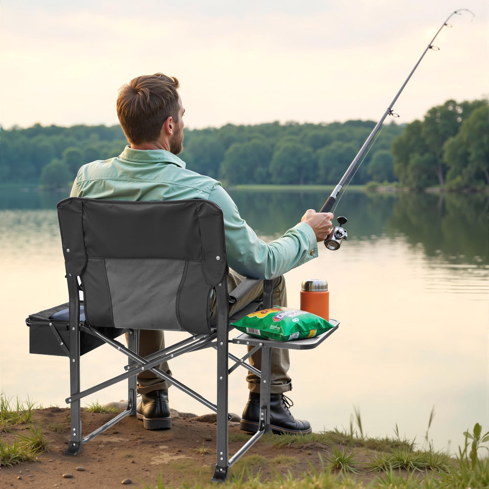 SKONYON outdoor chair ready for fishing, garden, or tailgate use.